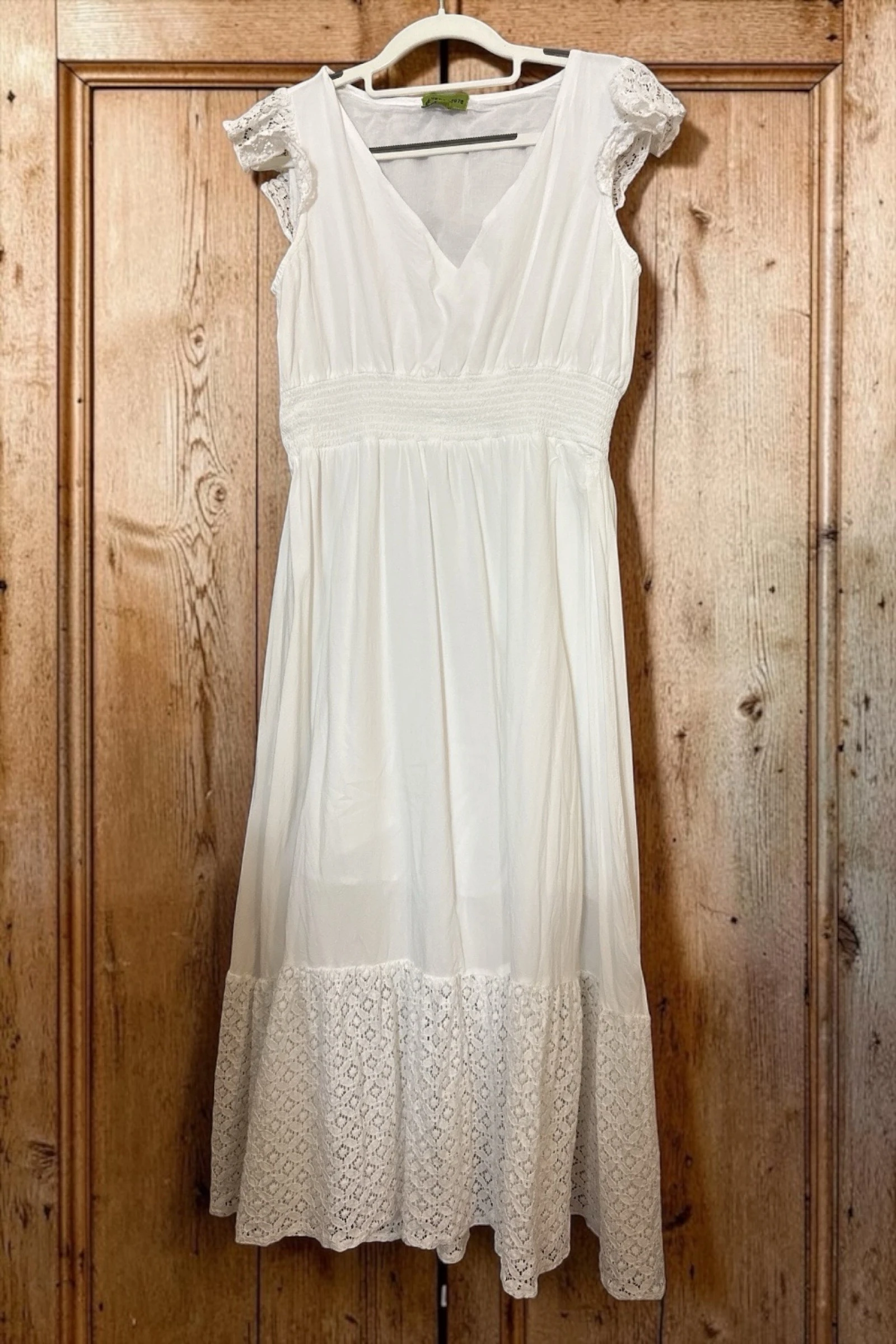 Vestido blanco de viscosa con encaje XL